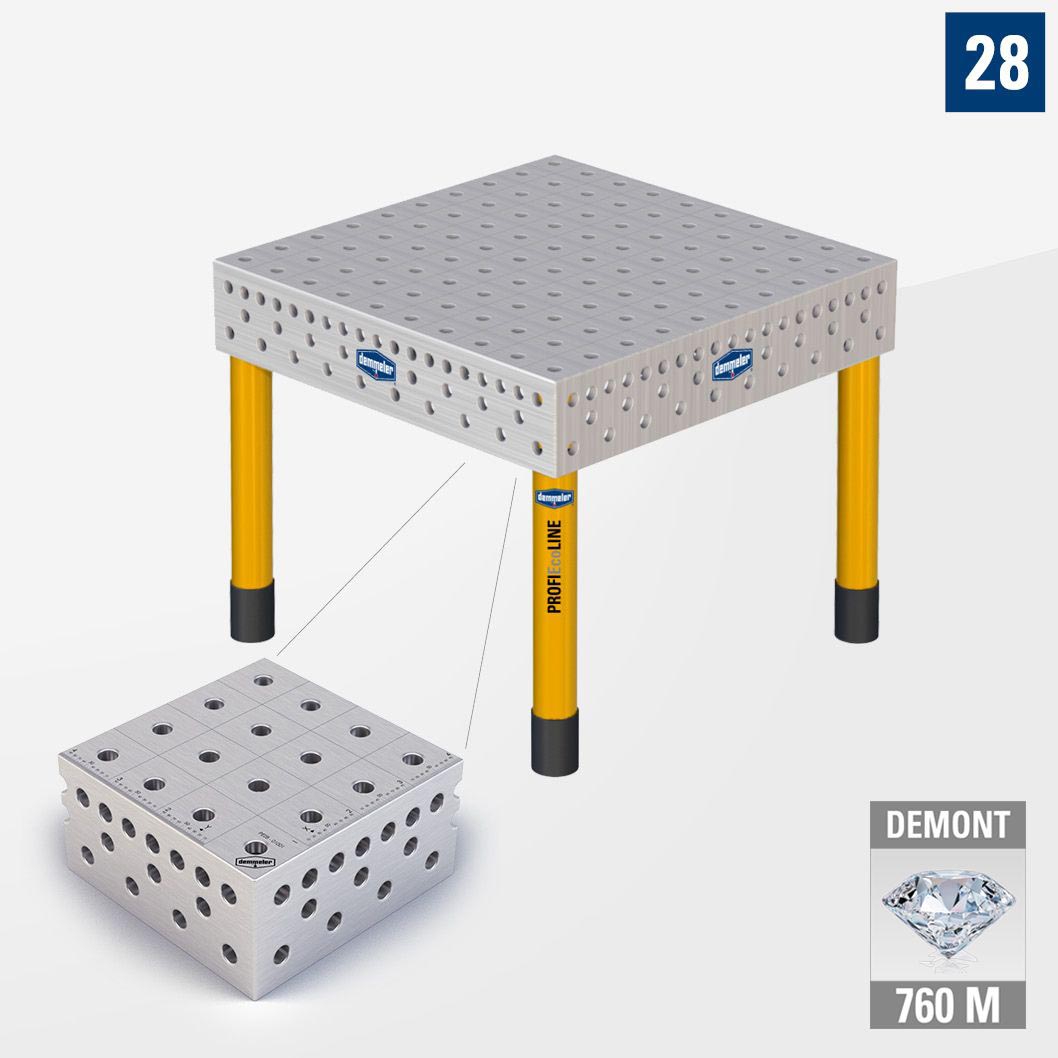Приобрести 3D Сварочный стол PE28 1000х1000 Азотированный DEMONT 760 M Со стандартными опорами по низкой цене - выгодное предложение от поставщика сварочного оборудования