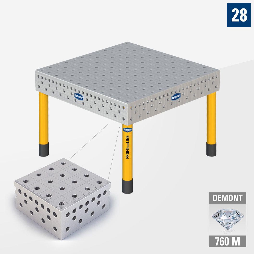 3D Сварочный стол PE28 1200х1200 Азотированный DEMONT 760 M Со стандартными опорами