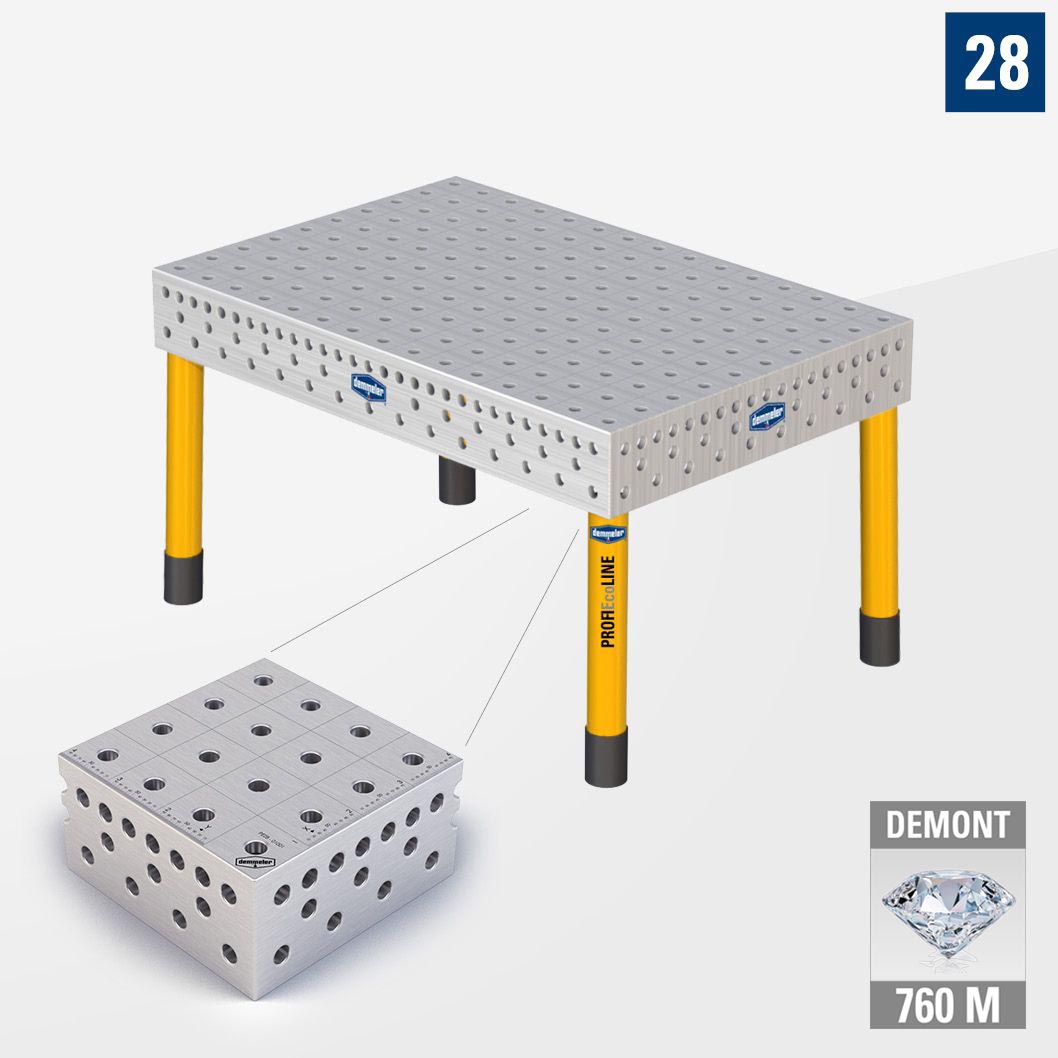 3D Сварочный стол PE28 1500х1000 Азотированный DEMONT 760 M Со стандартными опорами