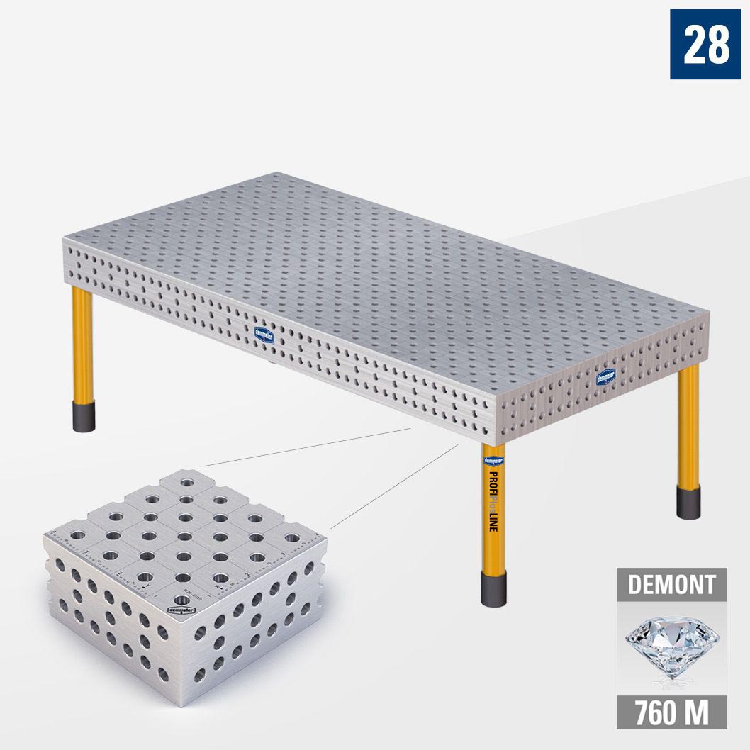PROFIPlusLINE PL 3D Сварочный стол 28 2000х1000 Азотированный DEMONT 760 M Со стандартными опорами