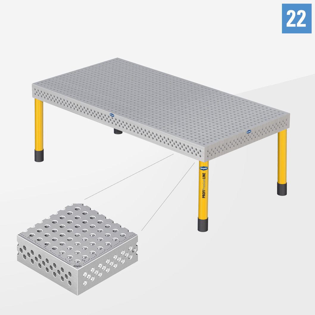 PROFIPremiumLINE PP 3D Сварочный стол 22 2400х1200 Стандартное исполнение Со стандартными опорами