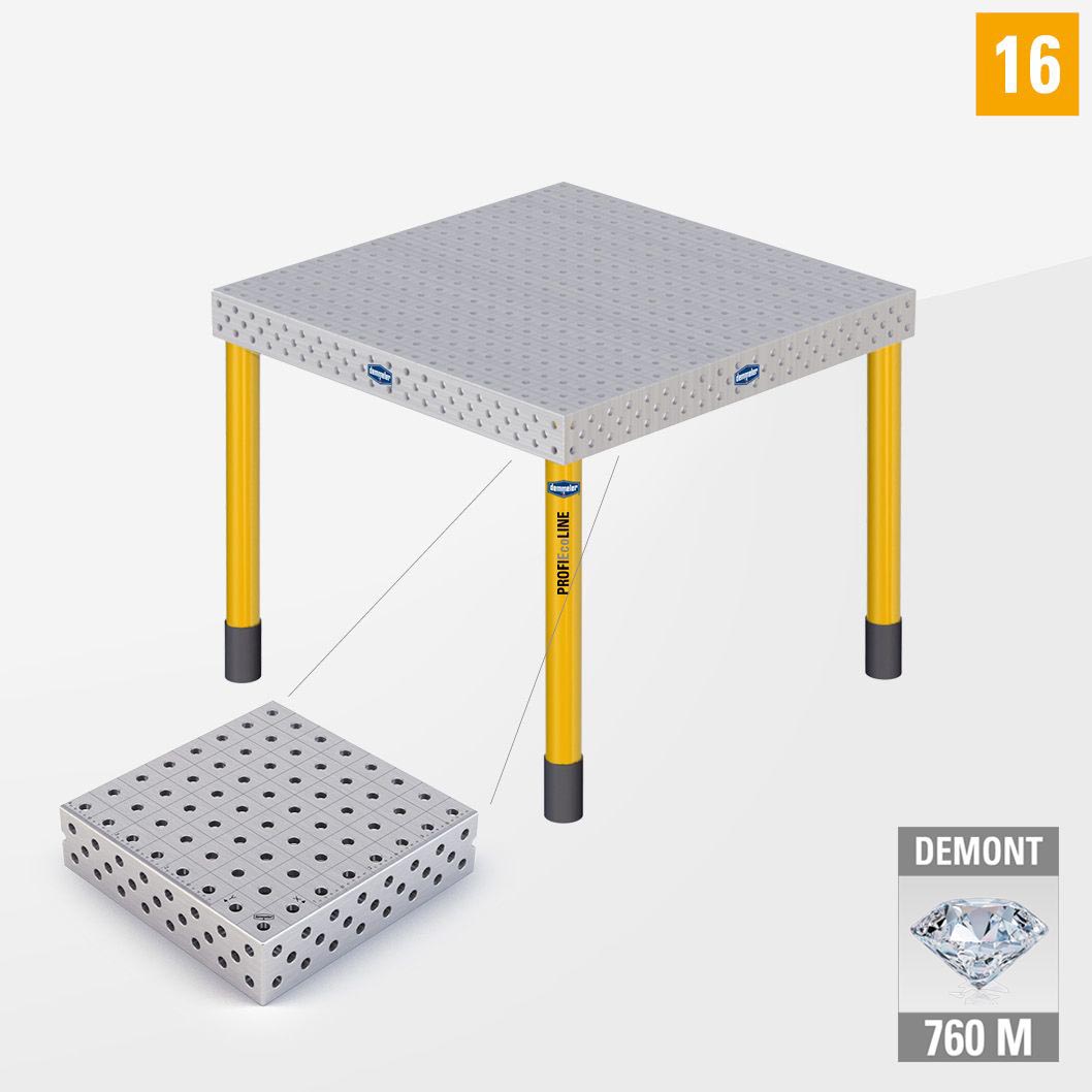 PE 3D Сварочный стол 16 1000х1000 Азотированный DEMONT 760 M Со стандартными опорами