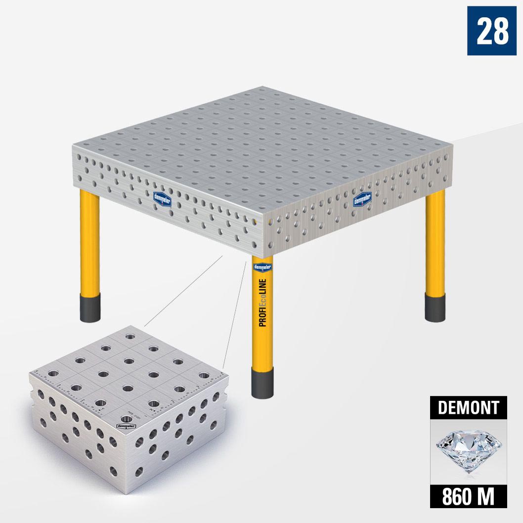 3D Сварочный стол PE28 1200х1200 Азотированный DEMONT 860 M Со стандартными опорами