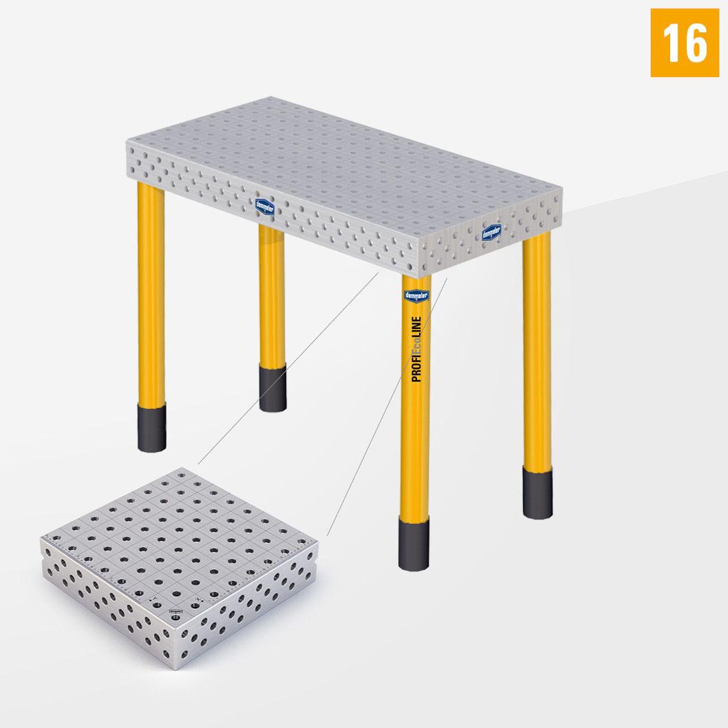 PE 3D Сварочный стол 16 1000х500 Стандартное исполнение Со стандартными опорами