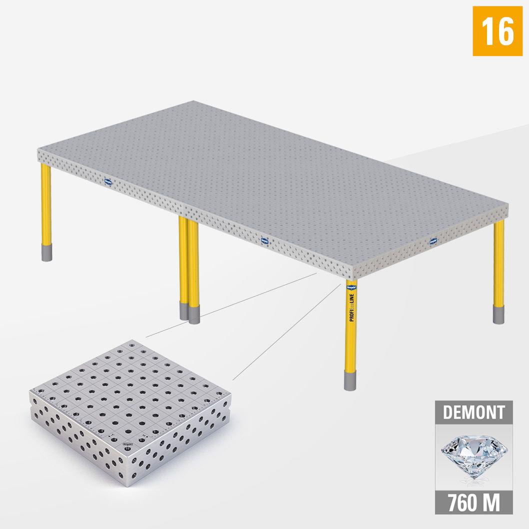 PE 3D Сварочный стол 16 3000*х1500 Азотированный DEMONT 760 M Со стандартными опорами