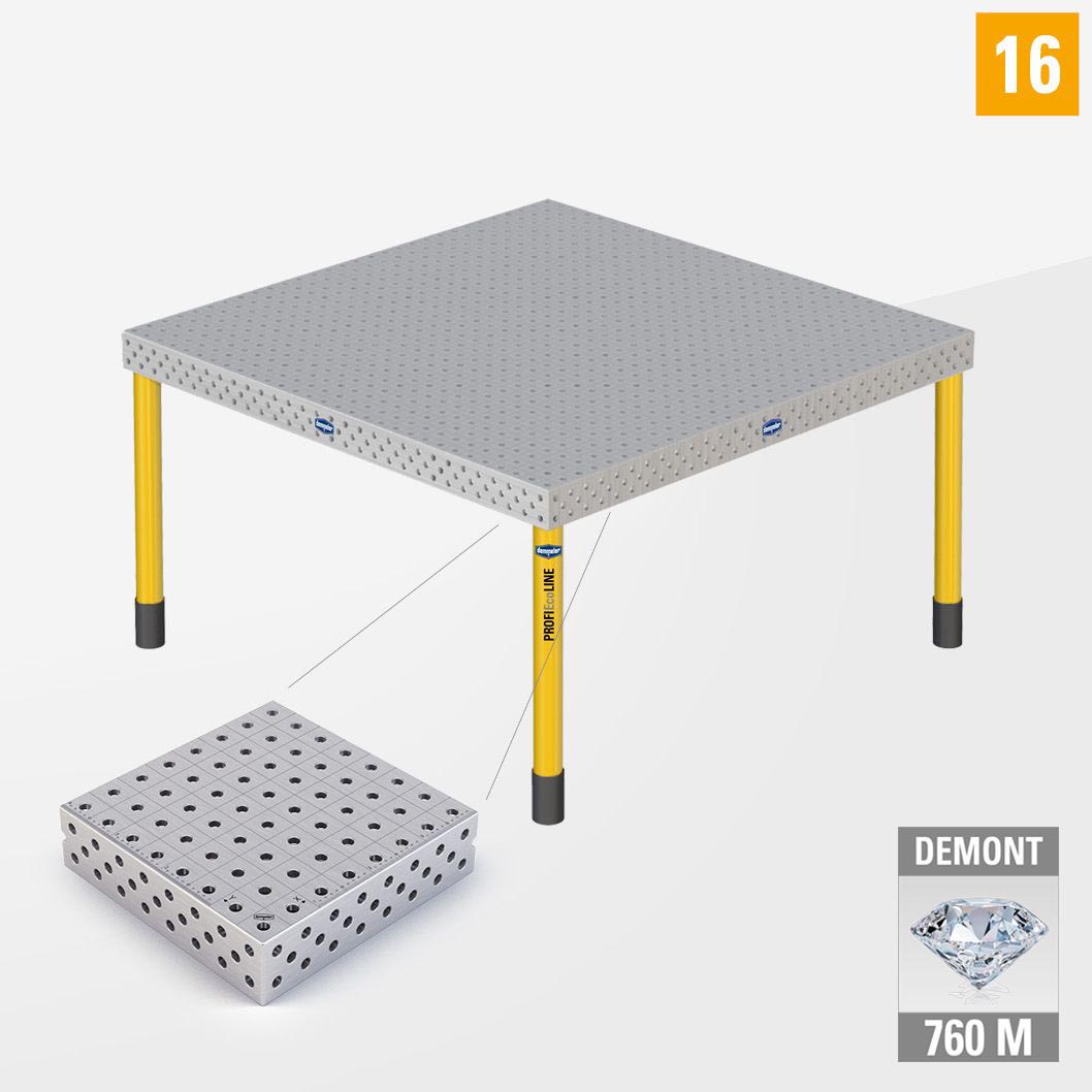 PE 3D Сварочный стол 16 1500х1500 Азотированный DEMONT 760 M Со стандартными опорами